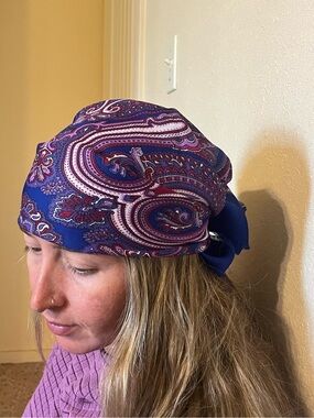 Paisley Purple Cotton Headscarf Bandana for Women